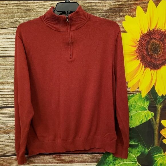 Lands End red mens long sleeve sweater Pre-owned - Picture 1 of 5